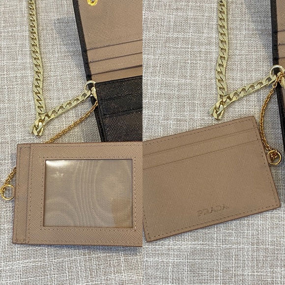 ❌SOLD❌ PRADA Saffiano Leather Flap Wallet on Chain - Picture 4 of 8